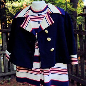 VTG 70's Girls Patriotic Dress & Coat Set Size 4/5